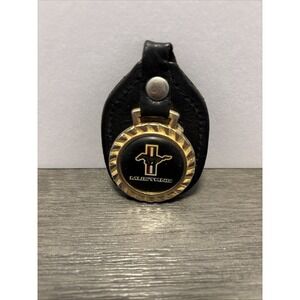 Black Ford MUSTANG Black Leather Gold tone Pony‎ Royal Classic #5164 Key Ring